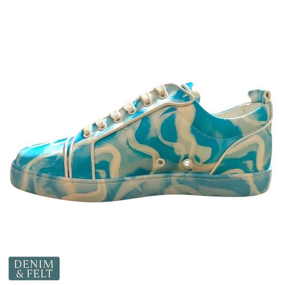 Christian‎ Louboutin Louis Junior Spikes Low Top Sneakers Blue White Size 42 main image 4